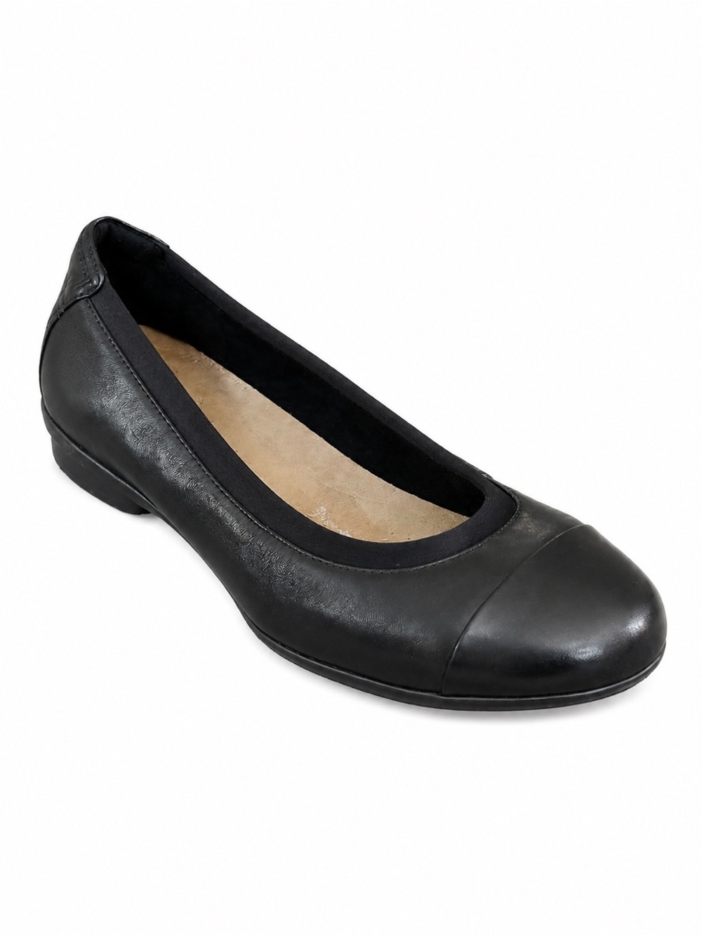Clarks Unstructured Neenah Garden Flats 10W Black Leather Cap Toe Shoes NWOT